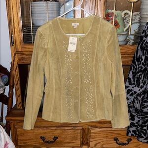 J. Jill Light Tan Suede Jacket with Floral Cutouts NWT Free shipping